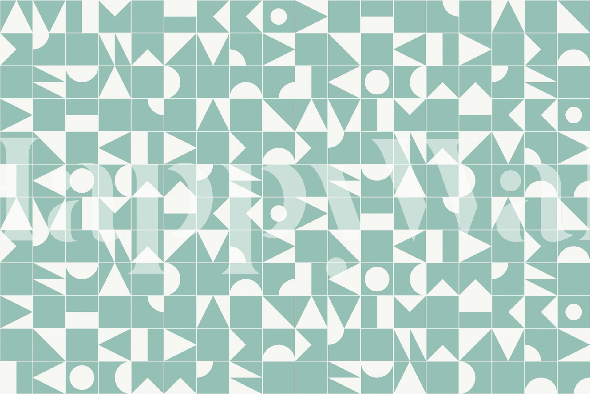 Geometric patterned wall mural with intricate designs in muted tones