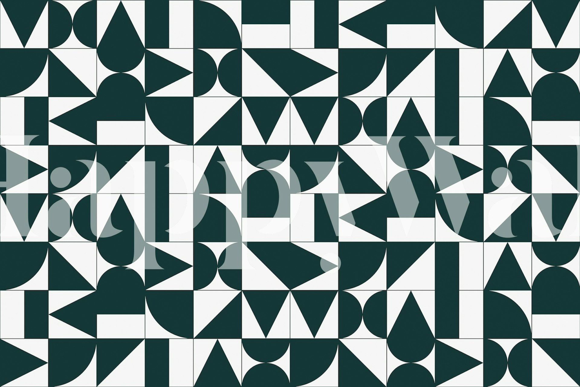 Geometric wallpaper design in a room