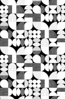 Mod Geometric Shapes & Lines - Black White behang