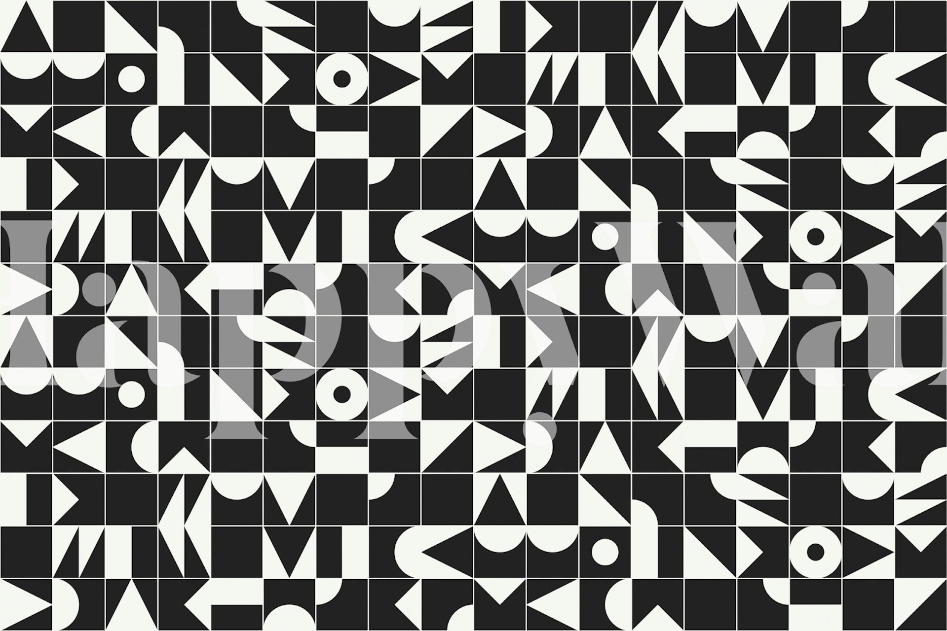 Geometric wallpaper design in a room