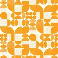 Mod Geometric Shapes & Lines - Orange tapete