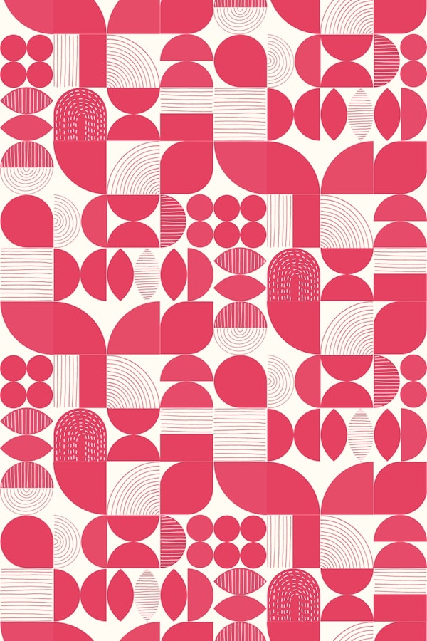 Mod Geometric Shapes & Lines - Fuchsia