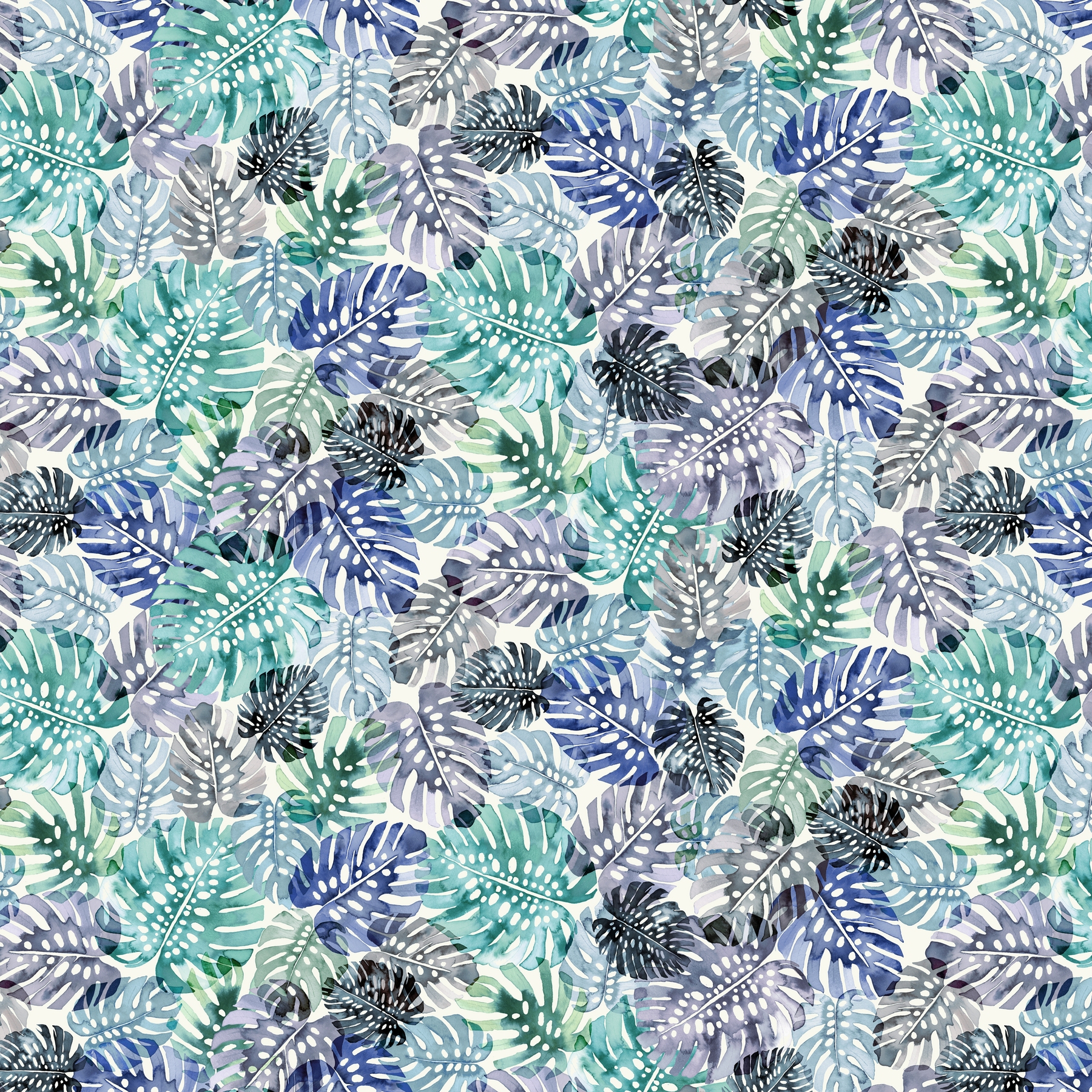 Buy Monstera Tropical Leaves Blue wallpaper - Free shipping