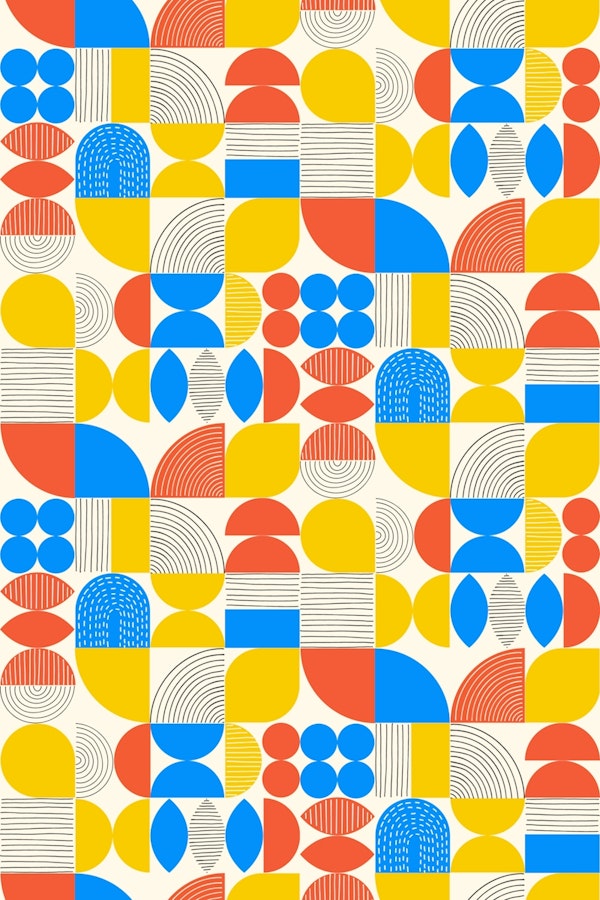 Mod Geometric Shapes & Lines - Primary Colors
