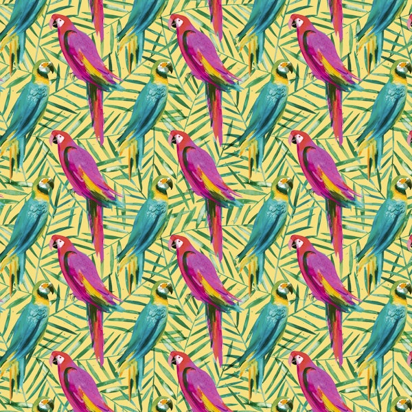 Tropical Parrots and Palms