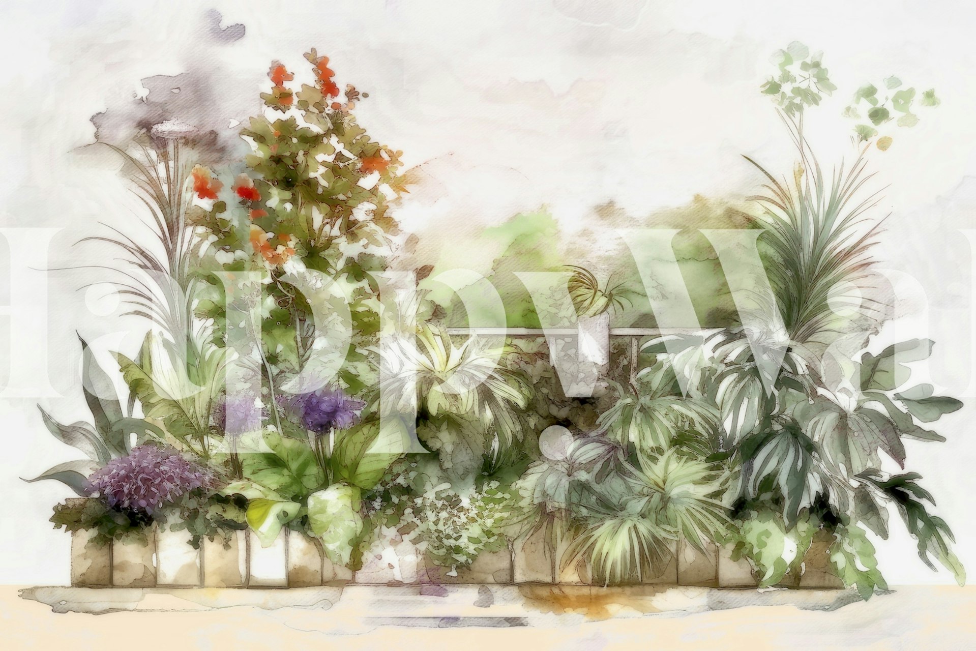 Tapeta Paradise Garden vystavená v místnosti