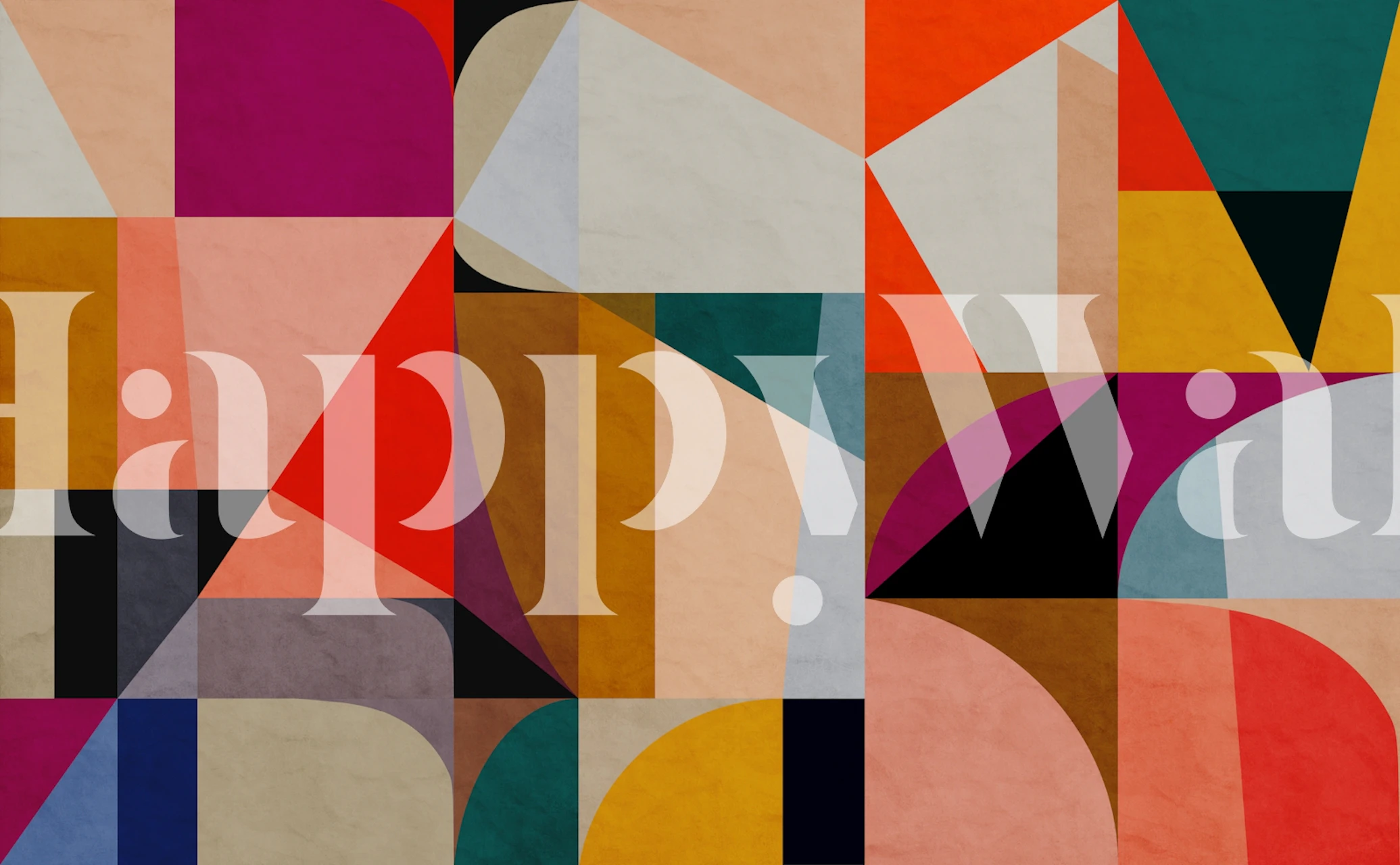 Abstrakta geometriska former väggmural i livfulla färger