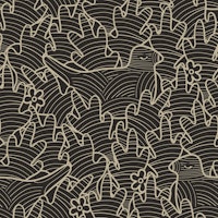 I SPY A BIRD Striped Birds Floral Charcoal tapety