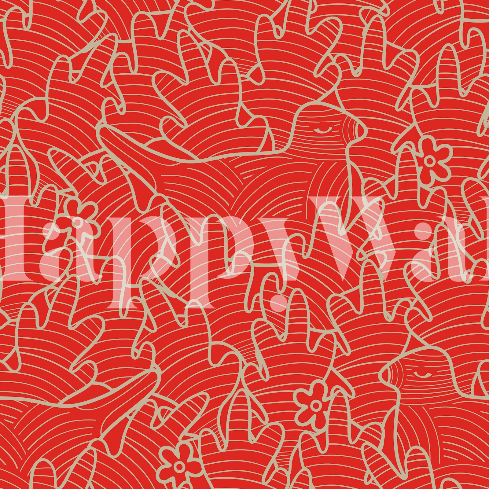 Crimson Red and Navy Blue Floral & Bird Print with Diagonal Wax Stripes and Decorative Border Motif main image 0