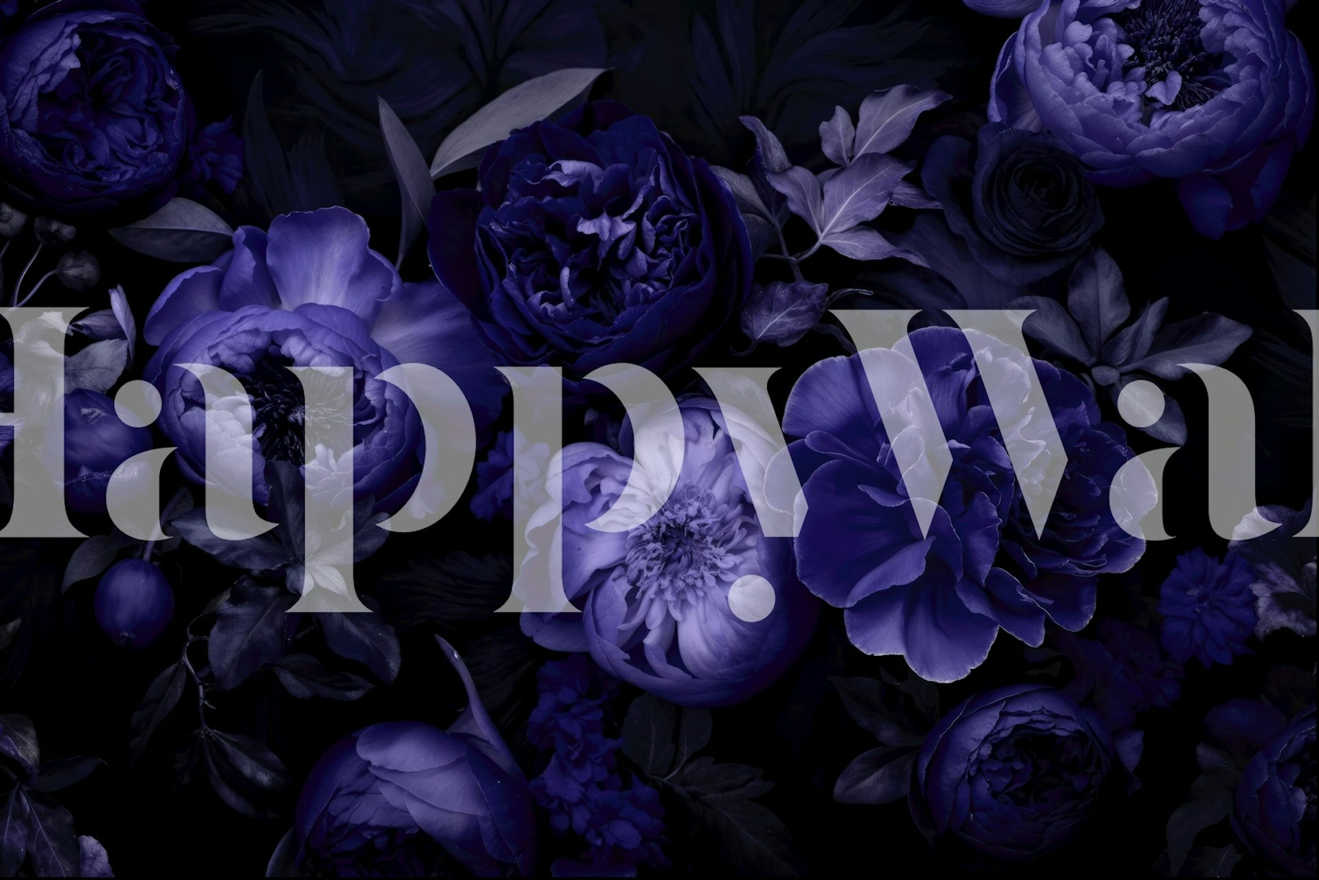 Large deep purple flowers and foliage wallpaper