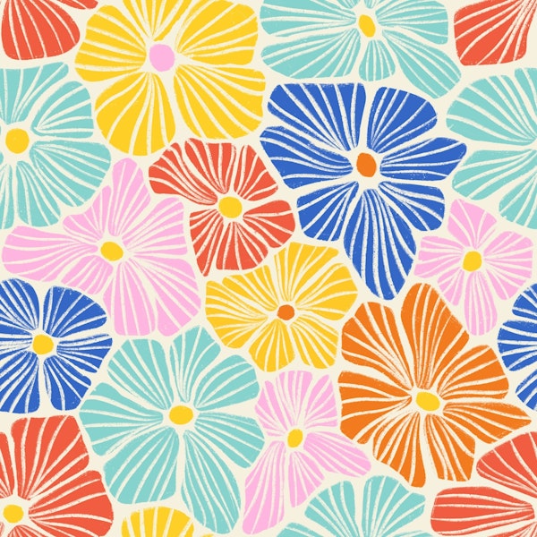 Textured Flower Mosaic - Bright Multicolor