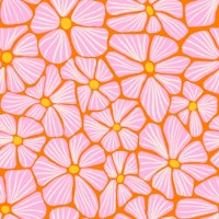Textured Flower Mosaic - Orange Pink Gold tapet