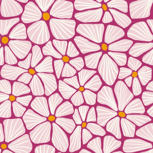 Textured Flower Mosaic - Berry Pink Orange