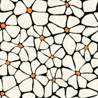 Textured Flower Mosaic - Black White Orange tapet