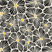Textured Flower Mosaic - White Black Yellow wallpaper