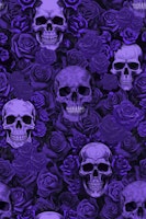 Witchy Skull Victorian Goth Roses Purple ταπετσαρία