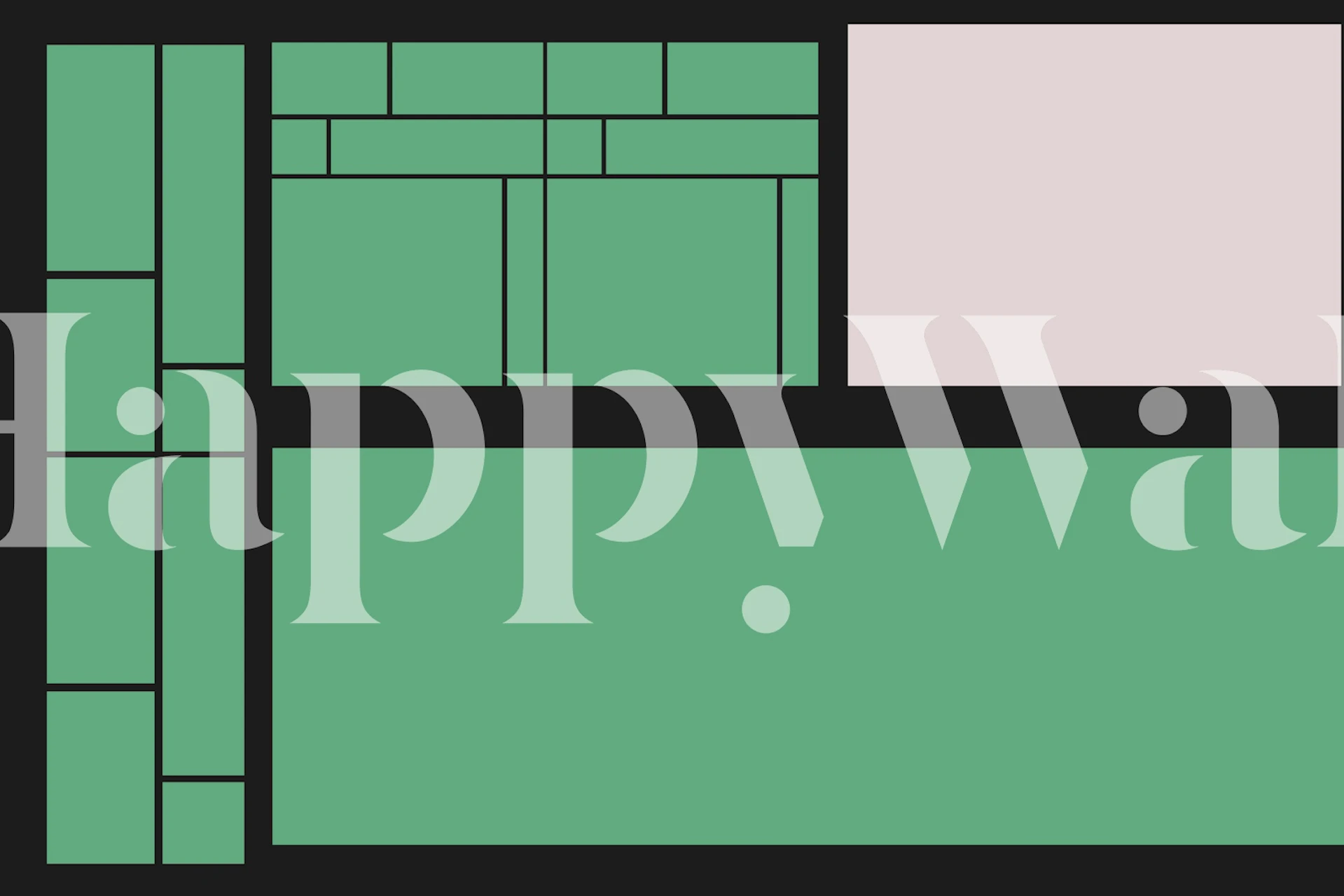 Bauhaus green pink black wallpaper in a room
