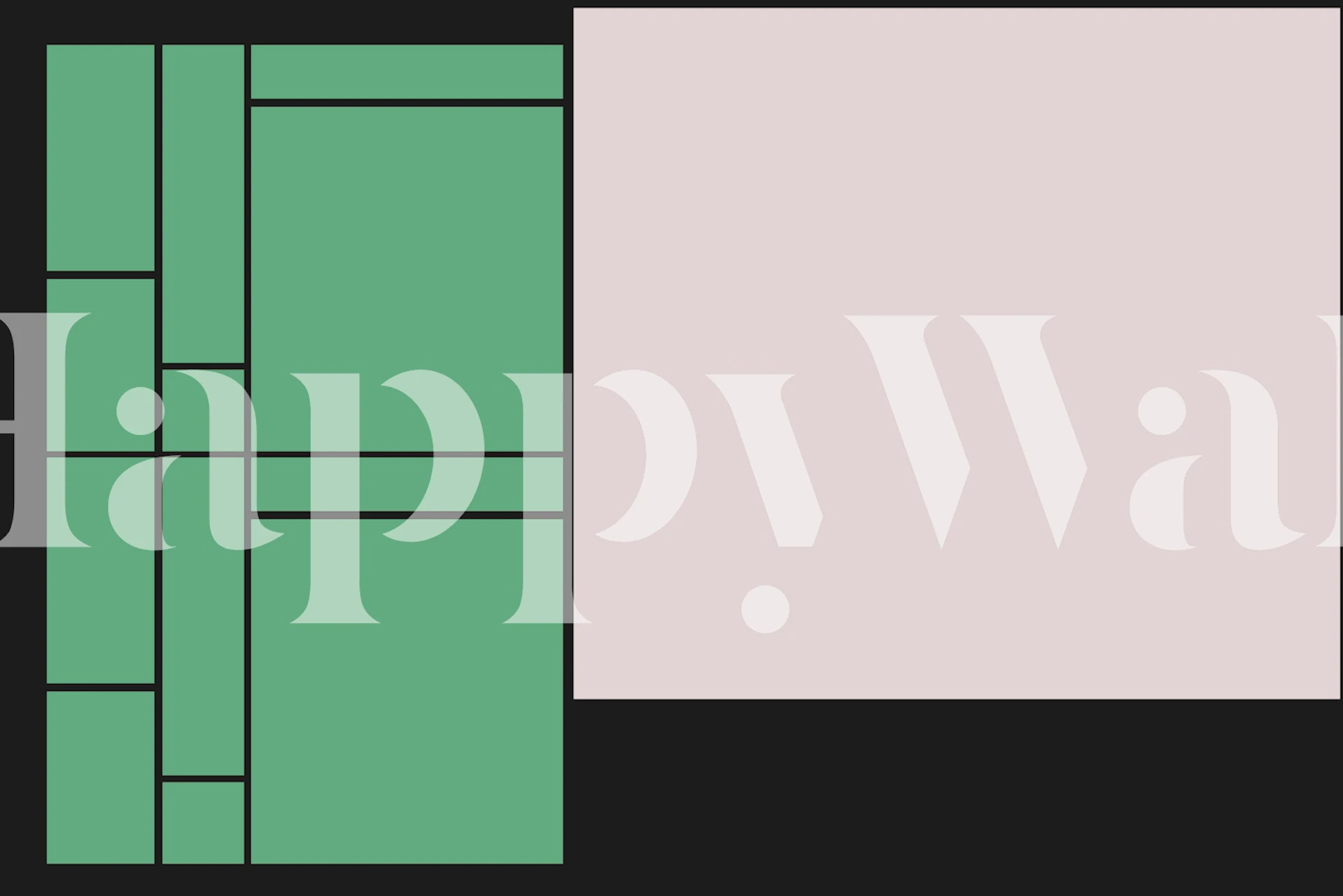 Geometric shapes in green and black on a pale background wallpaper