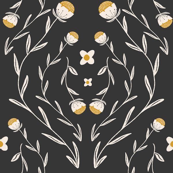 Cottage Romantic Damask Floral Charcoal