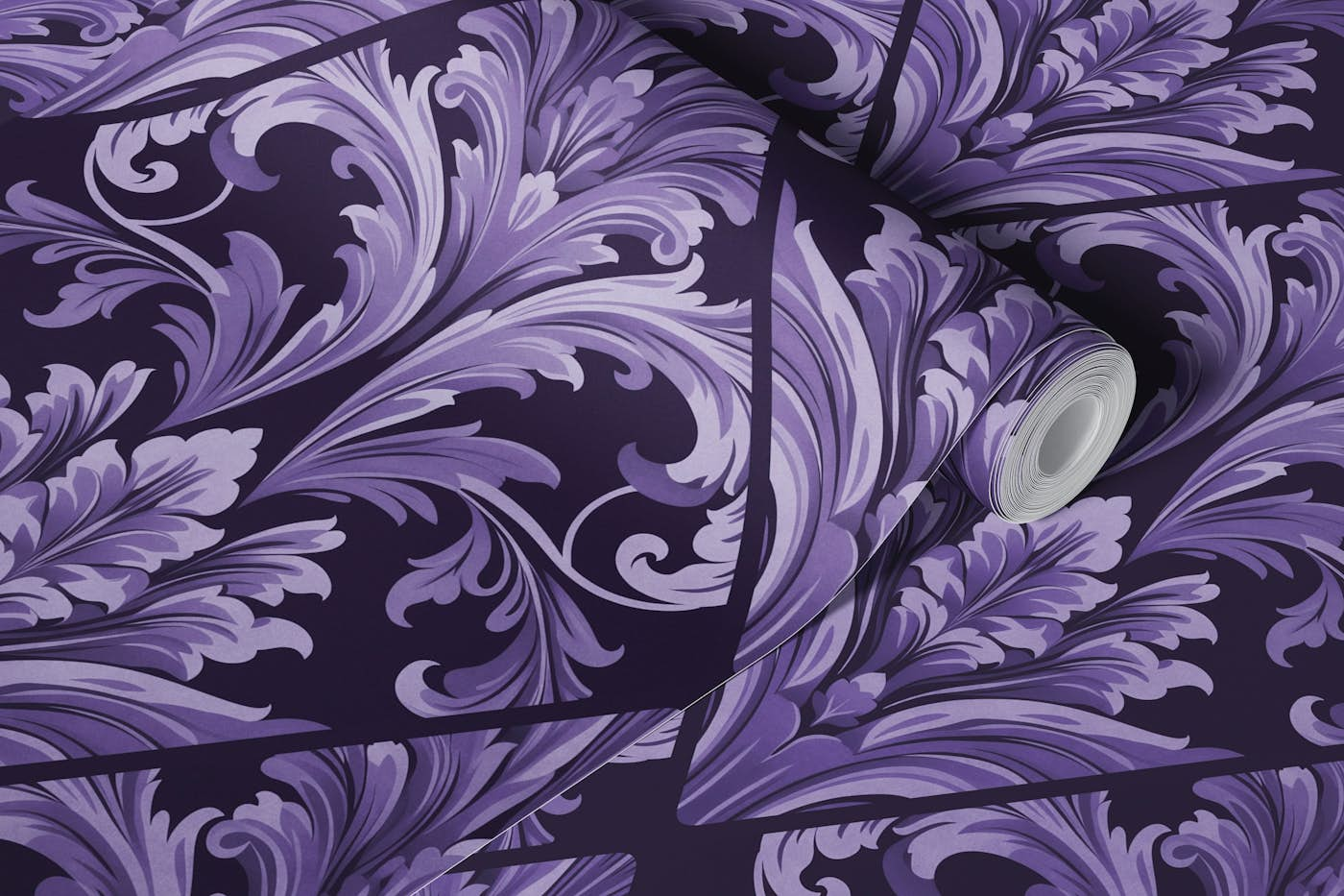 Victorian Elegance Regency Swirls Purple wallpaper roll