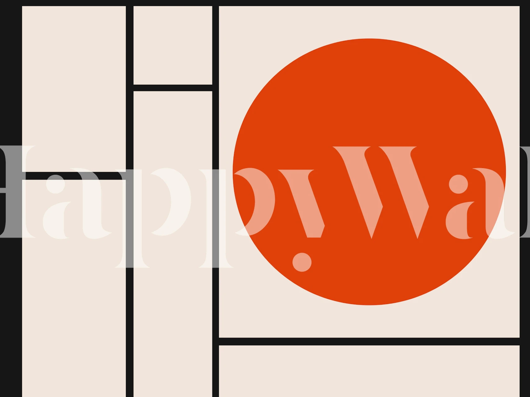 Geometric shapes with a red circle and cream background Art Deco wallpaper