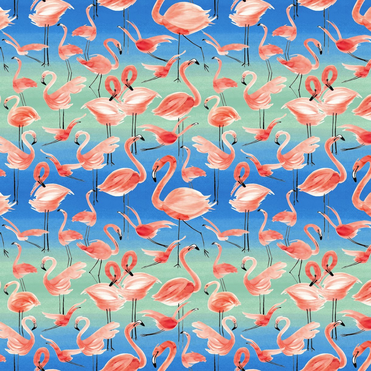 Watercolor Pink Flamingos Wallpaper