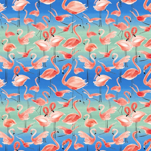Watercolor Pink Flamingos