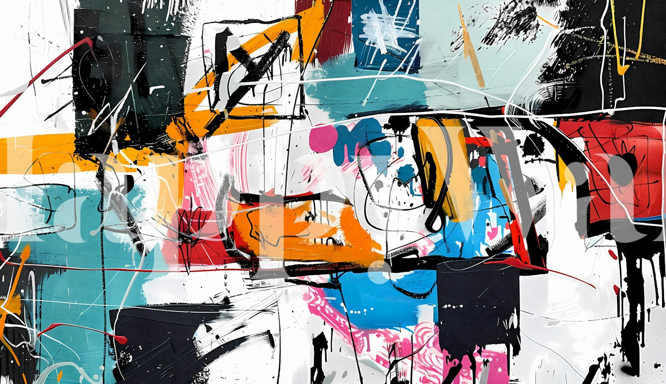 Χρωματιστό Street Art ταπετσαρία σε ένα δωμάτιο