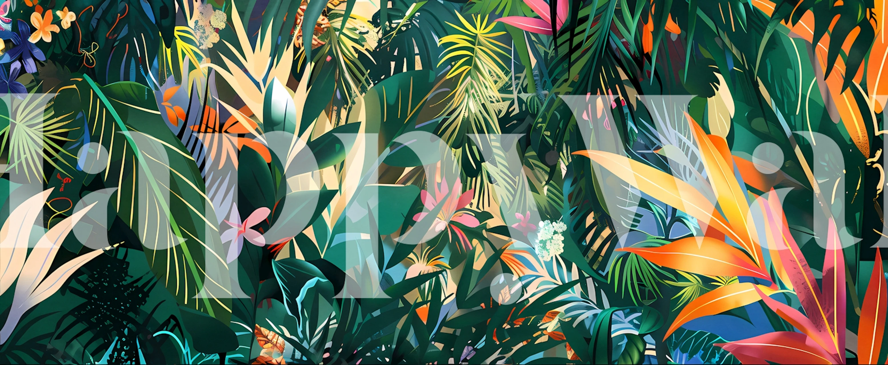 Tropical Forest 2 wallpaper design in a room