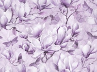 Magnolia And Butterfly Pastel Lilac Purple wallpaper