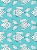Cyan Turquoise Fish Boho Coastal Bathroom 1 wallpaper