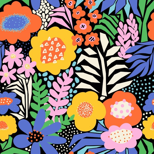 Paper Cut Floral Collage - Bright Rainbow