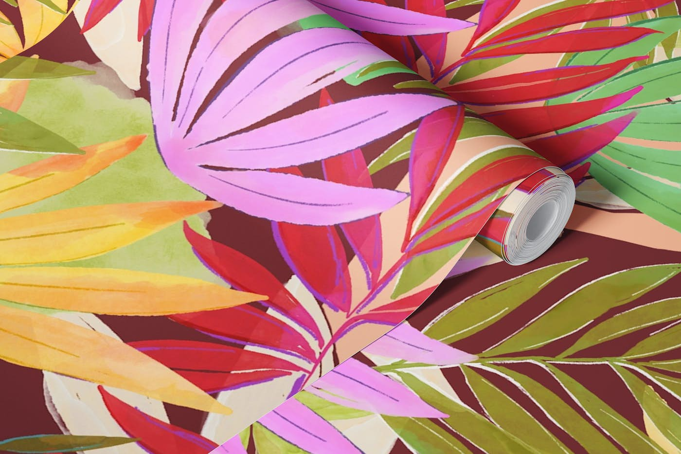 Vibrant Tropical Leaves wallpaper roll