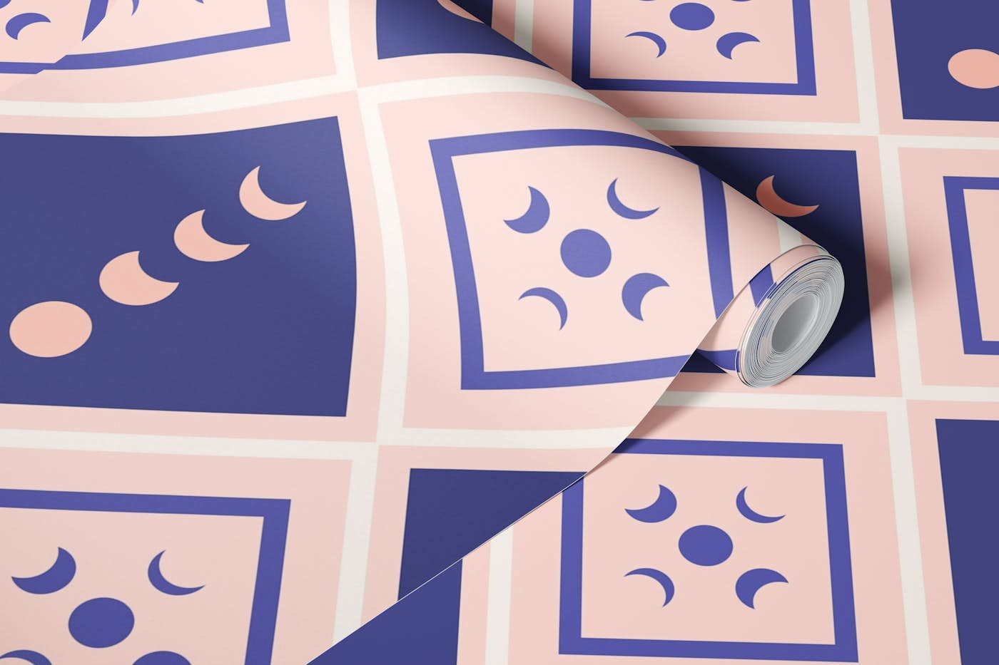 Moon Phases Tiles Pattern wallpaper roll