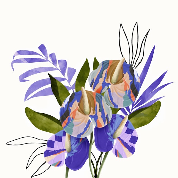 Modern artistic flowery tropical