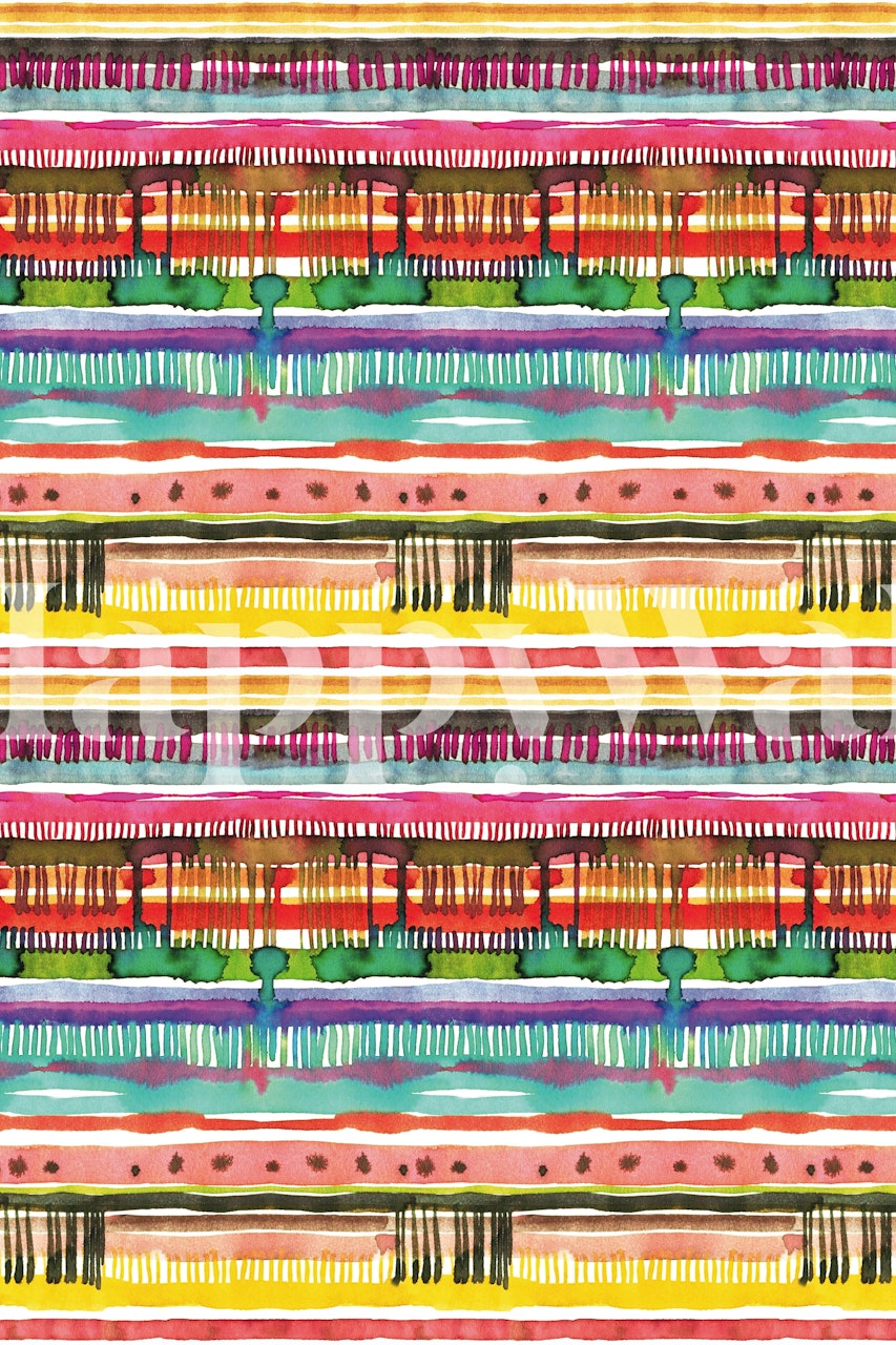 Colorful striped lines in earthy tones watercolor wallpaper