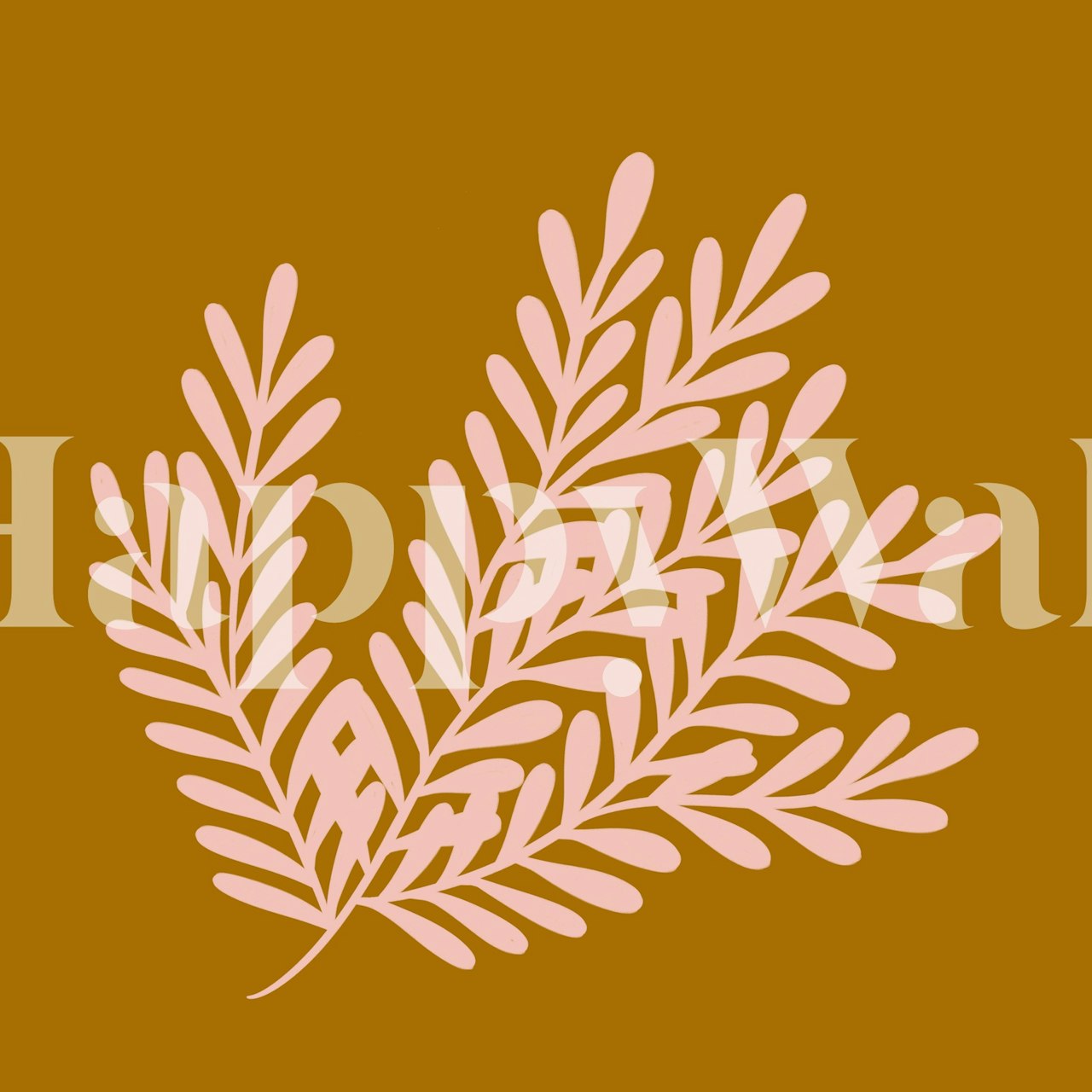 Pink botanical branch design on warm brown background wallpaper