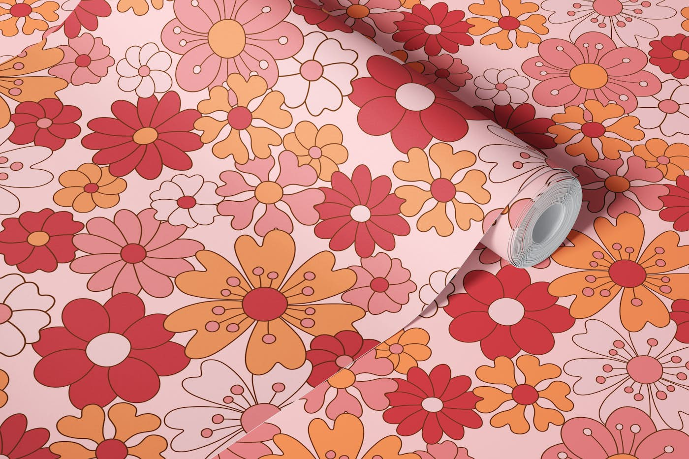 SS - Retro florals 12 wallpaper roll