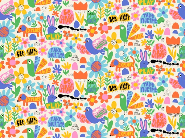 Playful Meadow Positivity Animals - Rainbow