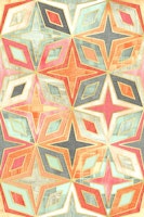 Geometric Coral and Grey Stars and Diamonds tapete