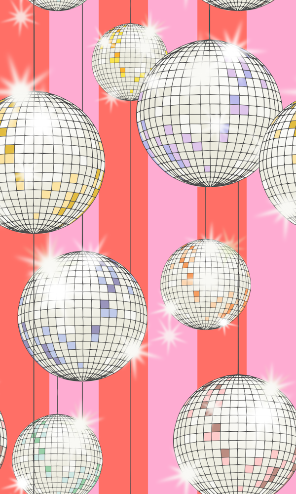 Striped Party Disco Ball Pink