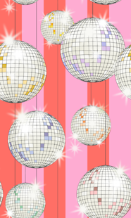 Pink Striped Disco Ball Wallpaper