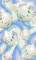 Groovy Party disco ball blue behang