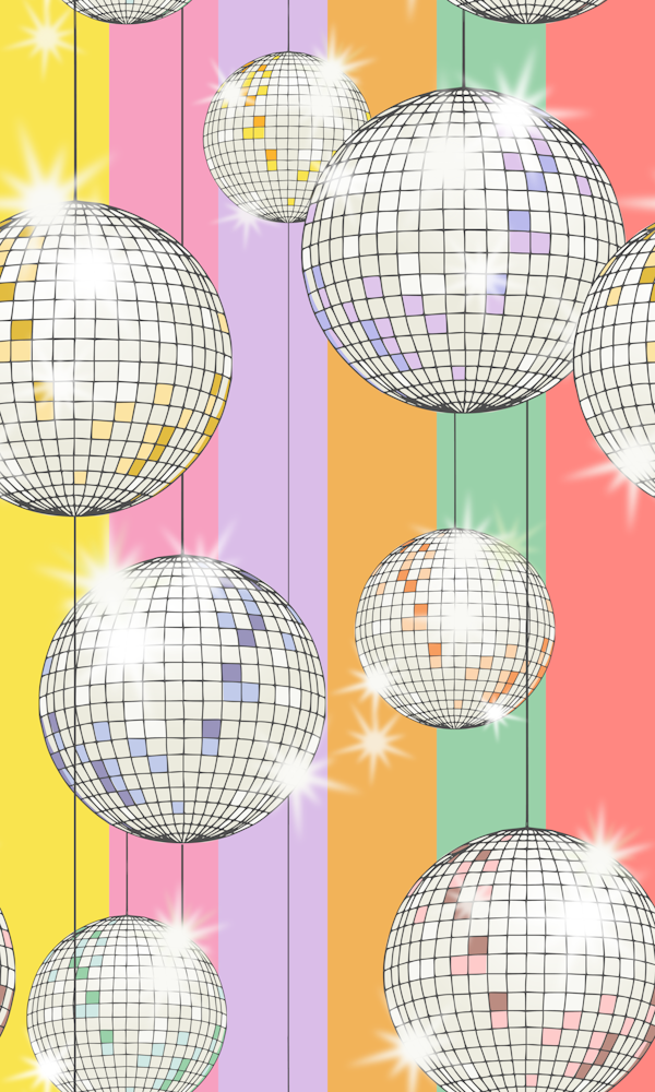 Striped Party Disco Ball muliticolor
