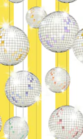 Striped Party Disco Ball Yellow behang