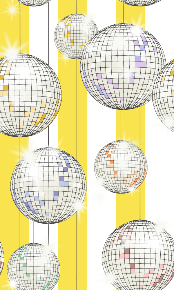 Striped Party Disco Ball Yellow