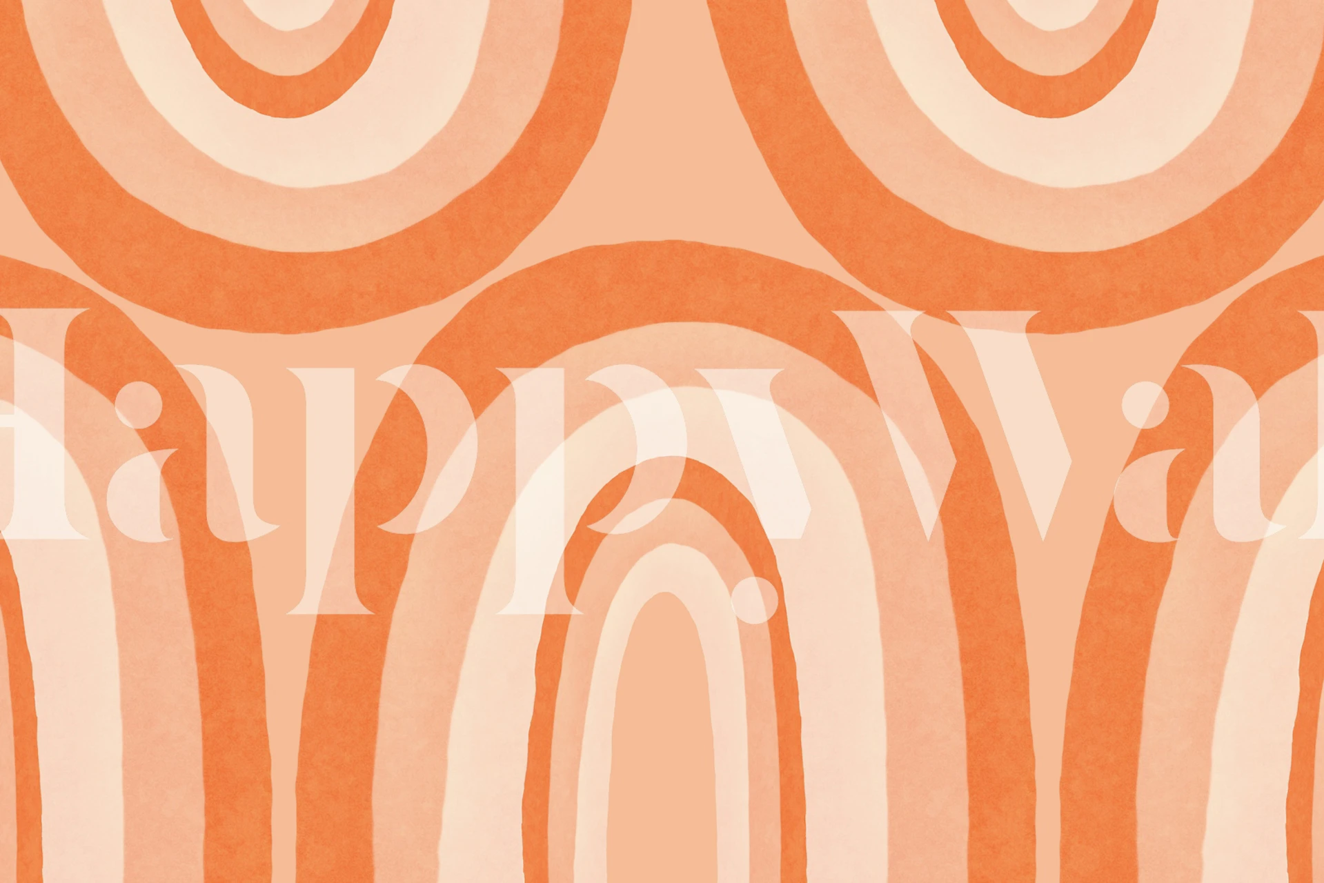 Boho rainbow patterns in coral and peach hues wallpaper