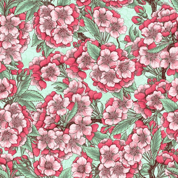 Cherry blossom in pink and mint