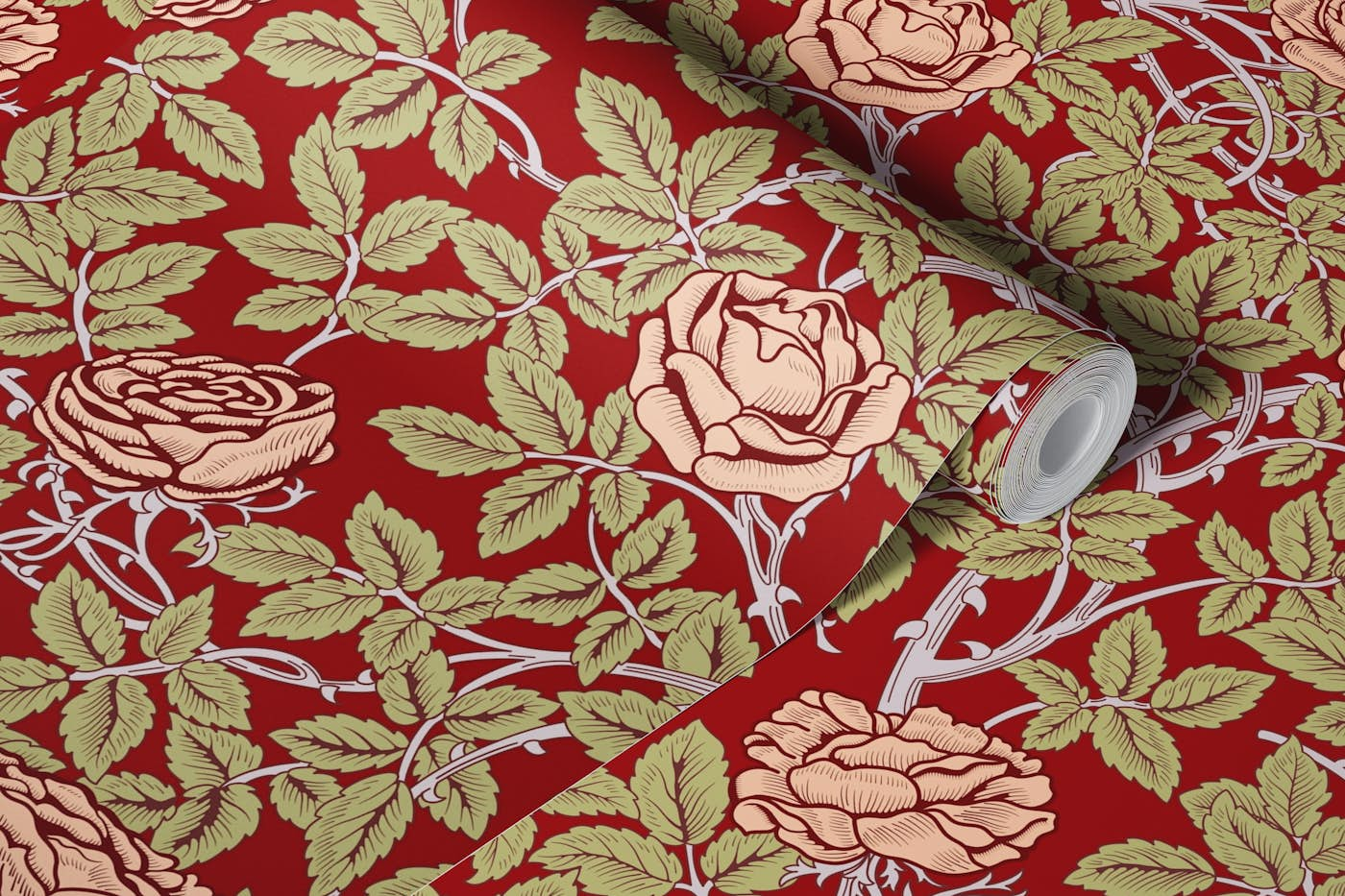 Victorian Rambling Rose patern 8 wallpaper roll