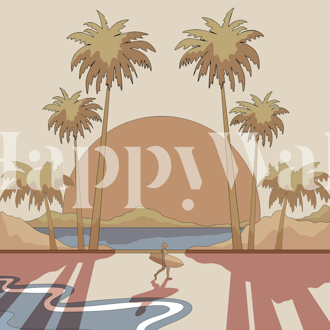 Wallpaper featuring a beach stroll scene